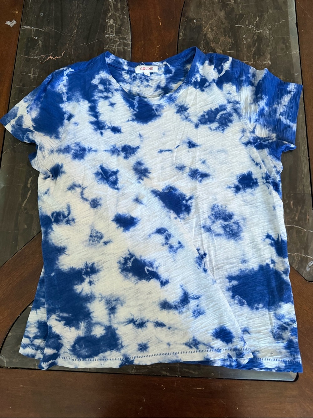 Goldie Blue and White Tie-Dye Short Sleeve Tee